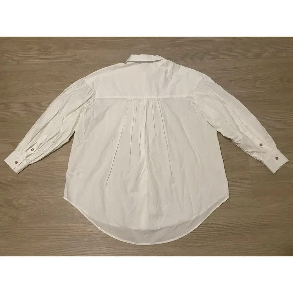 NWT Pilcro Oversized Poplin Shirt XS White Button Up Anthropologie Preppy